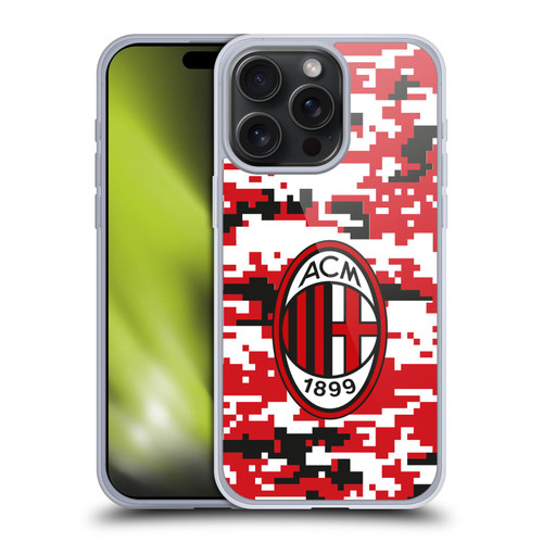 AC Milan Crest Patterns Digital Camouflage Soft Gel Case for Apple iPhone 15 Pro Max & MagSafe