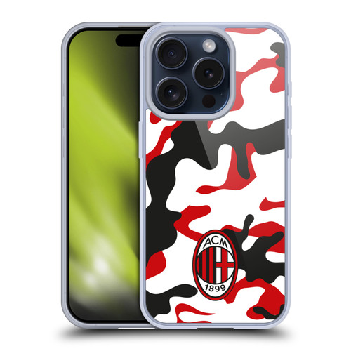 AC Milan Crest Patterns Camouflage Soft Gel Case for Apple iPhone 15 Pro & MagSafe