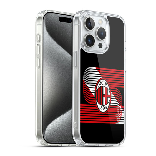 AC Milan Crest Patterns Diagonal Soft Gel Case for Apple iPhone 15 Pro & MagSafe