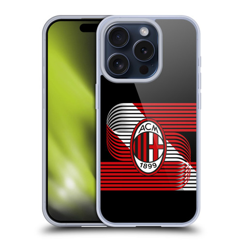 AC Milan Crest Patterns Diagonal Soft Gel Case for Apple iPhone 15 Pro