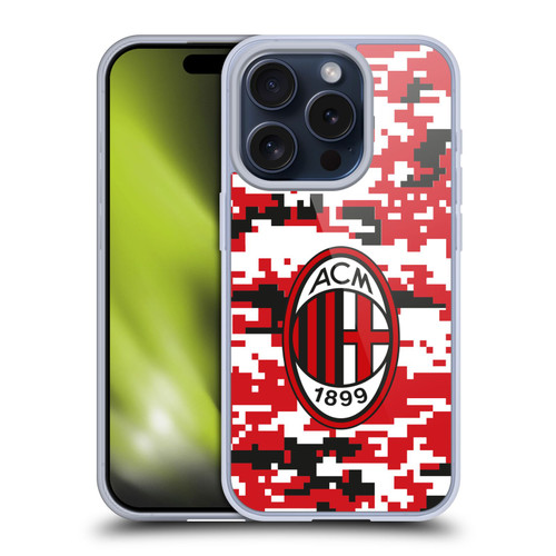 AC Milan Crest Patterns Digital Camouflage Soft Gel Case for Apple iPhone 15 Pro