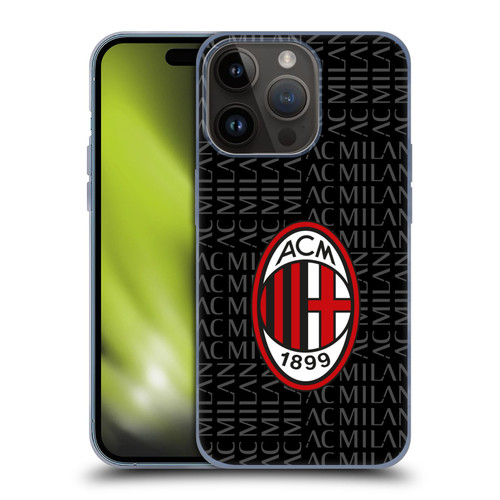 AC Milan Crest Patterns Red And Grey Soft Gel Case for Apple iPhone 15 Pro