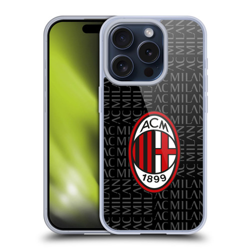 AC Milan Crest Patterns Red And Grey Soft Gel Case for Apple iPhone 15 Pro