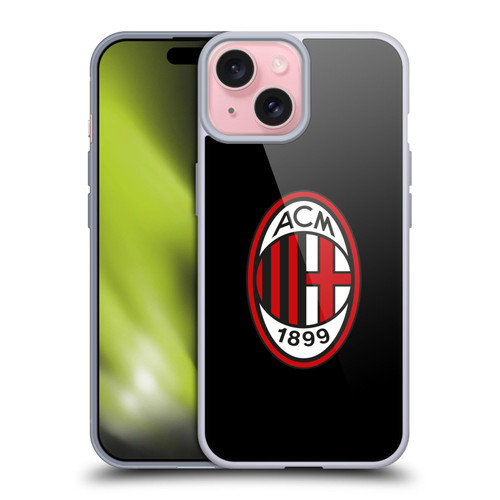 AC Milan Crest Full Colour Black Soft Gel Case for Apple iPhone 15