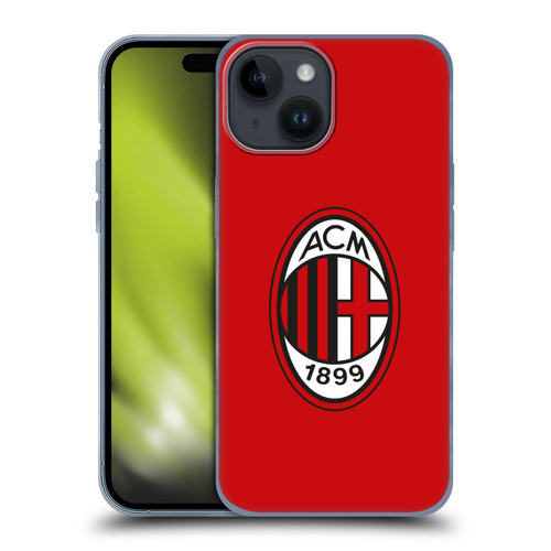 AC Milan Crest Full Colour Red Soft Gel Case for Apple iPhone 15