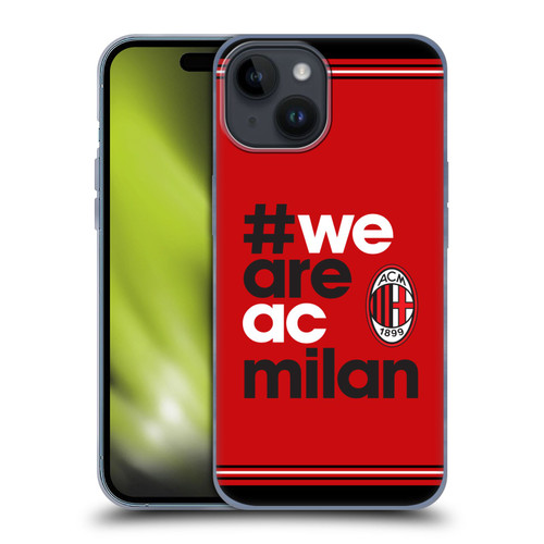 AC Milan Crest Stripes Soft Gel Case for Apple iPhone 15