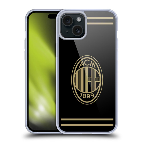 AC Milan Crest Black And Gold Soft Gel Case for Apple iPhone 15 Plus