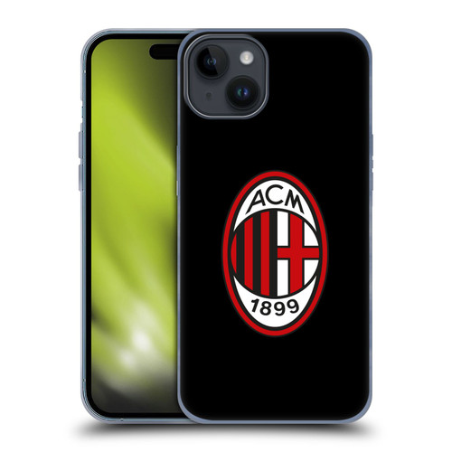 AC Milan Crest Full Colour Black Soft Gel Case for Apple iPhone 15 Plus