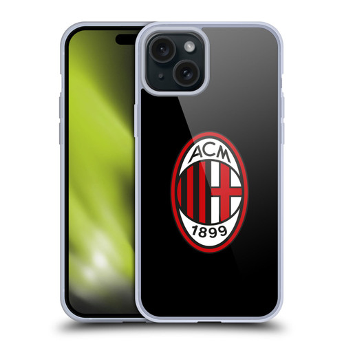 AC Milan Crest Full Colour Black Soft Gel Case for Apple iPhone 15 Plus