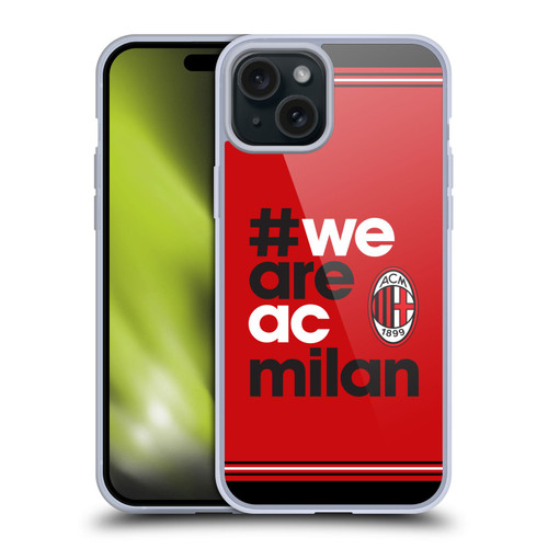 AC Milan Crest Stripes Soft Gel Case for Apple iPhone 15 Plus