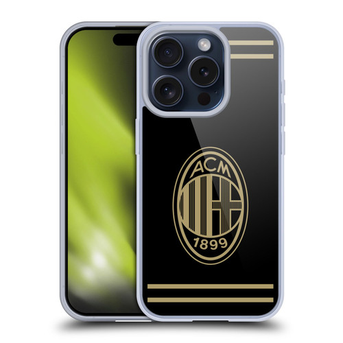 AC Milan Crest Black And Gold Soft Gel Case for Apple iPhone 15 Pro