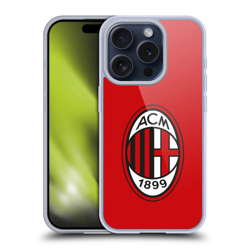 AC Milan Crest Full Colour Red Soft Gel Case for Apple iPhone 15 Pro