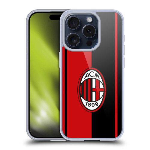 AC Milan Crest Red And Black Soft Gel Case for Apple iPhone 15 Pro