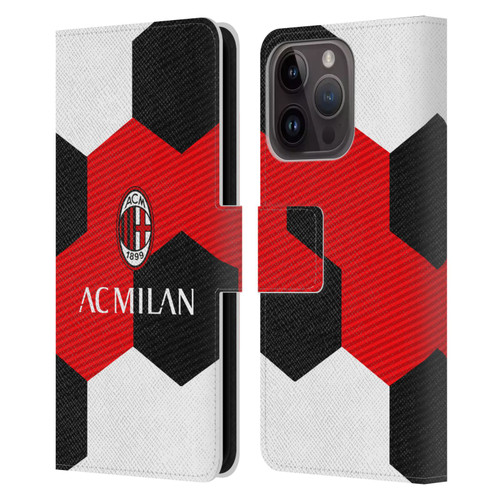 AC Milan Crest Ball Leather Book Wallet Case Cover For Apple iPhone 15 Pro