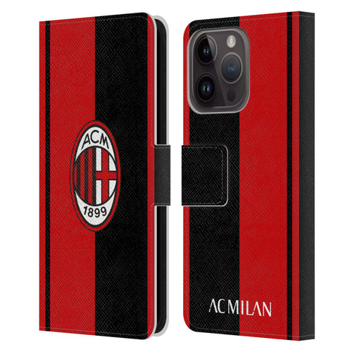AC Milan Crest Red And Black Leather Book Wallet Case Cover For Apple iPhone 15 Pro