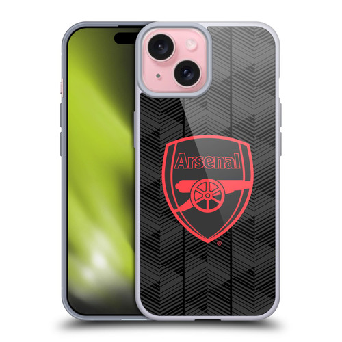 Arsenal FC Crest and Gunners Logo Black Soft Gel Case for Apple iPhone 15