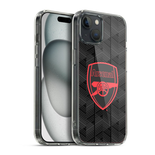 Arsenal FC Crest and Gunners Logo Black Soft Gel Case for Apple iPhone 15 Plus & MagSafe