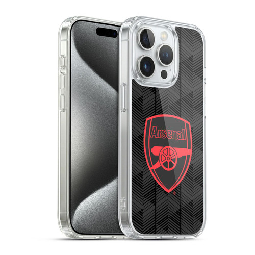 Arsenal FC Crest and Gunners Logo Black Soft Gel Case for Apple iPhone 15 Pro & MagSafe