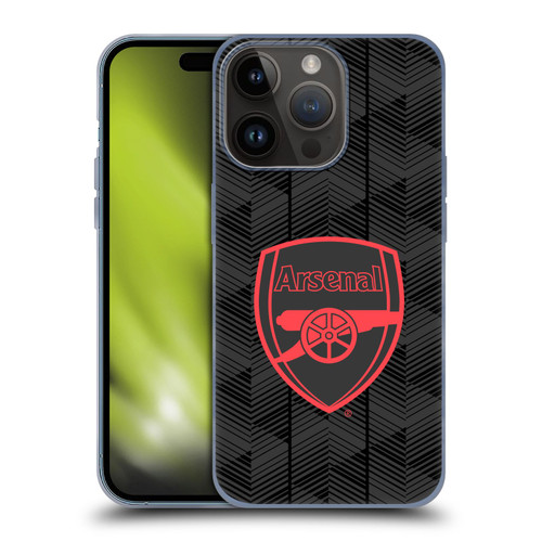 Arsenal FC Crest and Gunners Logo Black Soft Gel Case for Apple iPhone 15 Pro