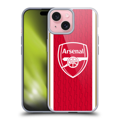 Arsenal FC 2023/24 Crest Kit Home Soft Gel Case for Apple iPhone 15