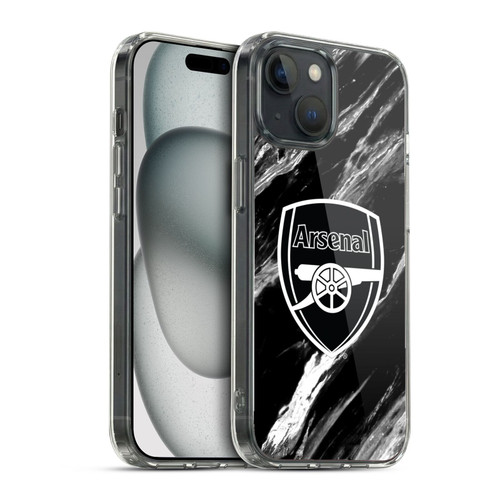 Arsenal FC Crest Patterns Marble Soft Gel Case for Apple iPhone 15 & MagSafe