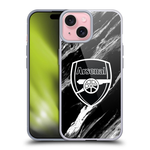 Arsenal FC Crest Patterns Marble Soft Gel Case for Apple iPhone 15