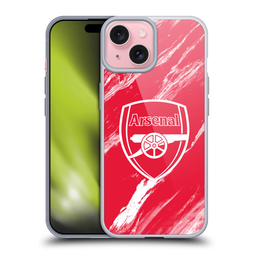 Arsenal FC Crest Patterns Red Marble Soft Gel Case for Apple iPhone 15