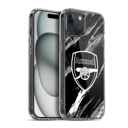 Arsenal FC Crest Patterns Marble Soft Gel Case for Apple iPhone 15 Plus & MagSafe