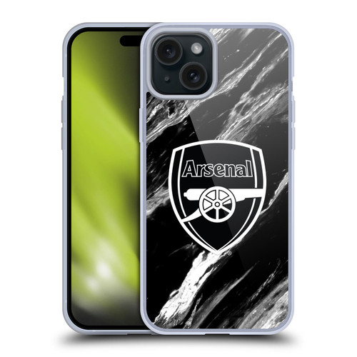 Arsenal FC Crest Patterns Marble Soft Gel Case for Apple iPhone 15 Plus