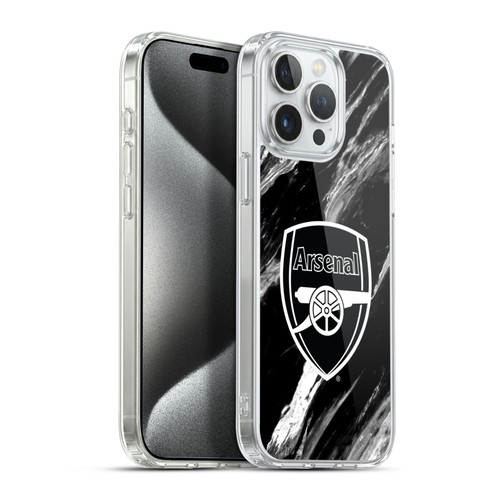 Arsenal FC Crest Patterns Marble Soft Gel Case for Apple iPhone 15 Pro Max & MagSafe