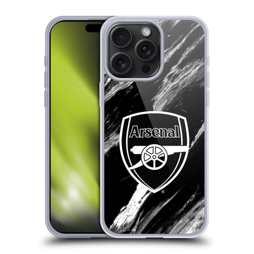 Arsenal FC Crest Patterns Marble Soft Gel Case for Apple iPhone 15 Pro Max