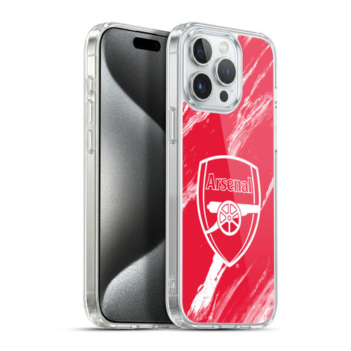 Arsenal FC Crest Patterns Red Marble Soft Gel Case for Apple iPhone 15 Pro Max & MagSafe