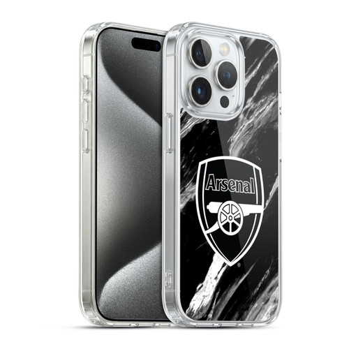 Arsenal FC Crest Patterns Marble Soft Gel Case for Apple iPhone 15 Pro & MagSafe