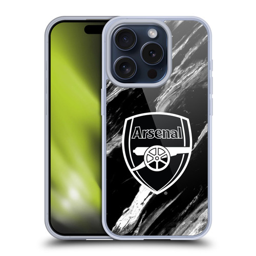 Arsenal FC Crest Patterns Marble Soft Gel Case for Apple iPhone 15 Pro
