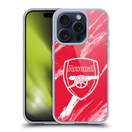 Arsenal FC Crest Patterns Red Marble Soft Gel Case for Apple iPhone 15 Pro & MagSafe