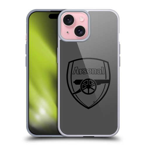 Arsenal FC Crest 2 Black Logo Soft Gel Case for Apple iPhone 15