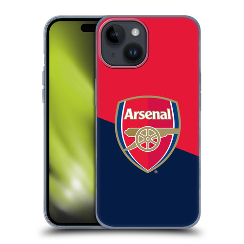 Arsenal FC Crest 2 Red & Blue Logo Soft Gel Case for Apple iPhone 15
