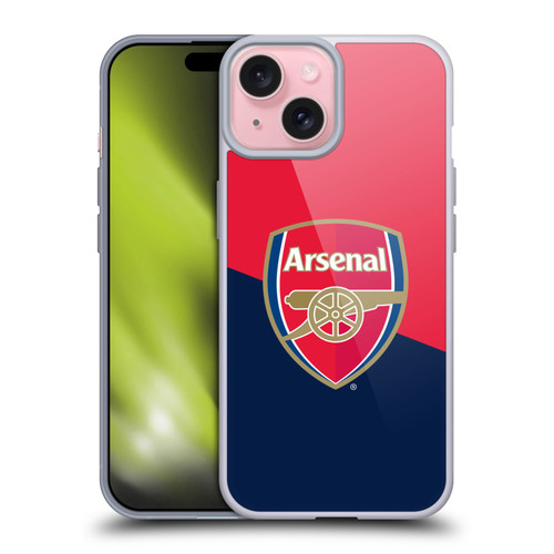 Arsenal FC Crest 2 Red & Blue Logo Soft Gel Case for Apple iPhone 15