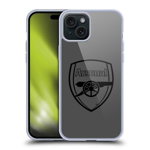 Arsenal FC Crest 2 Black Logo Soft Gel Case for Apple iPhone 15 Plus & MagSafe