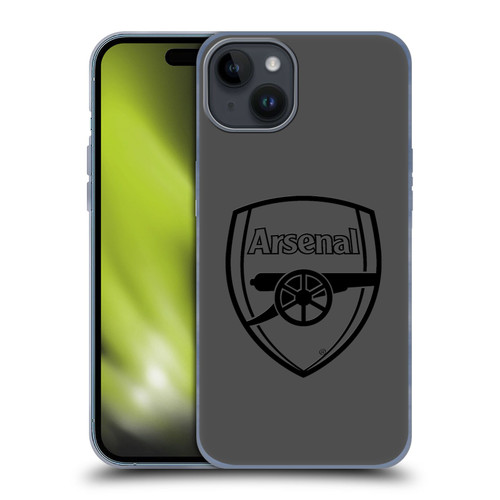 Arsenal FC Crest 2 Black Logo Soft Gel Case for Apple iPhone 15 Plus