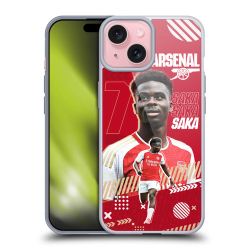 Arsenal FC 2023/24 First Team Bukayo Saka Soft Gel Case for Apple iPhone 15