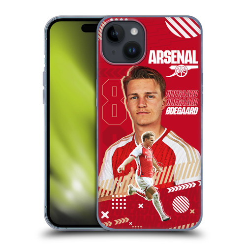 Arsenal FC 2023/24 First Team Martin Ødegaard Soft Gel Case for Apple iPhone 15 Plus