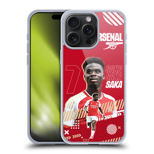 Arsenal FC 2023/24 First Team Bukayo Saka Soft Gel Case for Apple iPhone 15 Pro Max