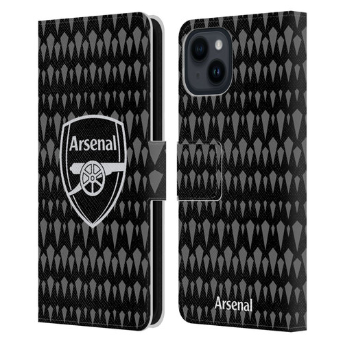 Arsenal FC 2023/24 Crest Kit Home Goalkeeper Leather Book Wallet Case Cover For Apple iPhone 15