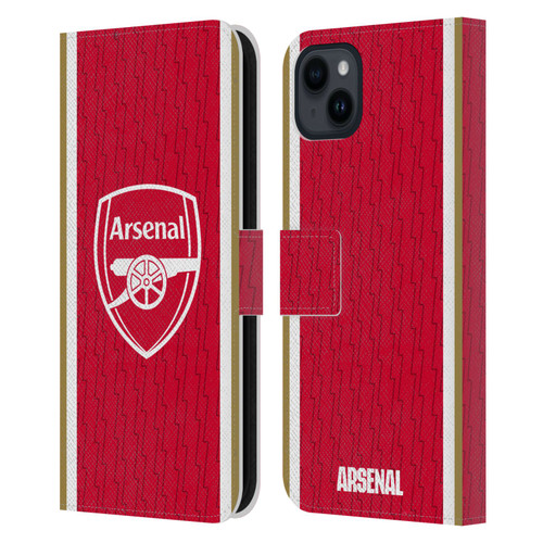 Arsenal FC 2023/24 Crest Kit Home Leather Book Wallet Case Cover For Apple iPhone 15 Plus