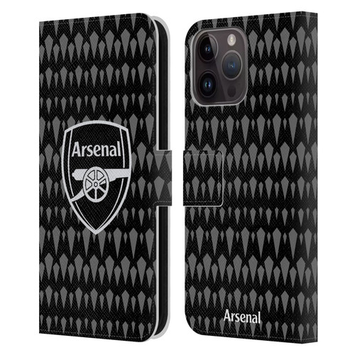 Arsenal FC 2023/24 Crest Kit Home Goalkeeper Leather Book Wallet Case Cover For Apple iPhone 15 Pro Max