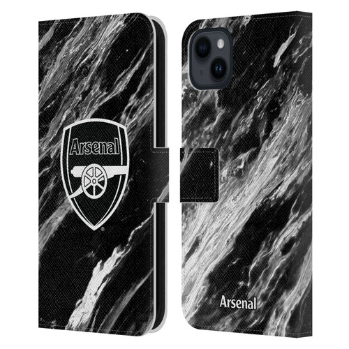 Arsenal FC Crest Patterns Marble Leather Book Wallet Case Cover For Apple iPhone 15 Plus