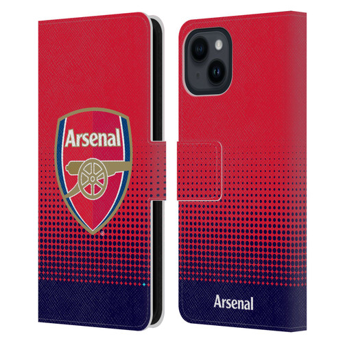 Arsenal FC Crest 2 Fade Leather Book Wallet Case Cover For Apple iPhone 15
