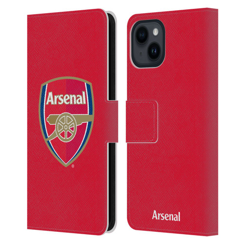 Arsenal FC Crest 2 Full Colour Red Leather Book Wallet Case Cover For Apple iPhone 15