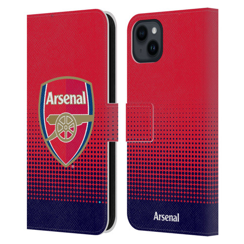 Arsenal FC Crest 2 Fade Leather Book Wallet Case Cover For Apple iPhone 15 Plus